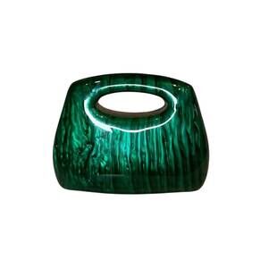 NEW ALEXA KOI women's malachite lucite mini hard handbag with chain in green